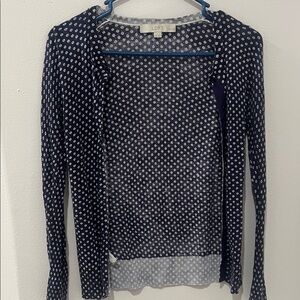 LOFT Dark Blue and White Patterned Button Down Shirt